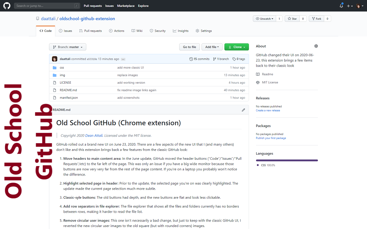 Old School GitHub Preview image 2