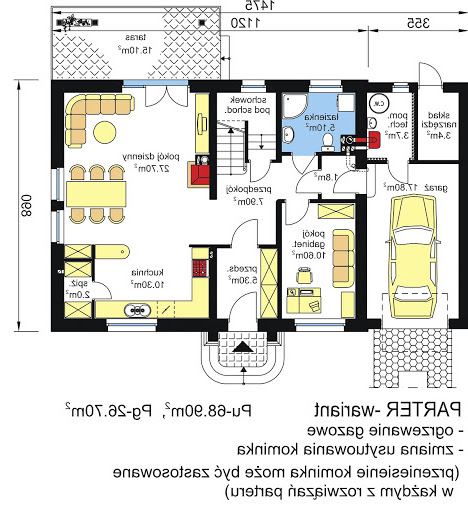 BW-17 wariant - Rzut parteru - propozycja adaptacji - wersja z ogrzewaniem gazowym