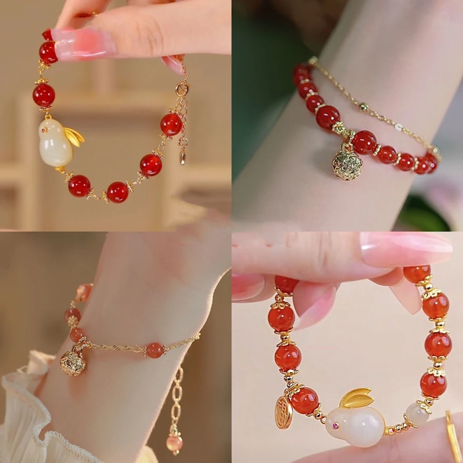 Damesarmband met eenvoudige Hetian jade konijnvorm, een modieus en elegant accessoire. Perfect om je dagelijkse stijl te verfraaien.