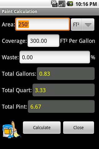 Screenshot Feet Inch Material Calculator