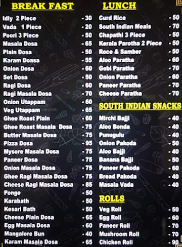 Sai Ram's Cafe menu 