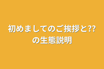 初めましてのご挨拶と??の生態説明