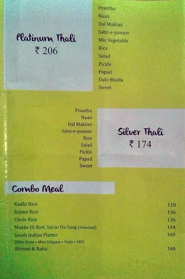 Mangal Sweets menu 