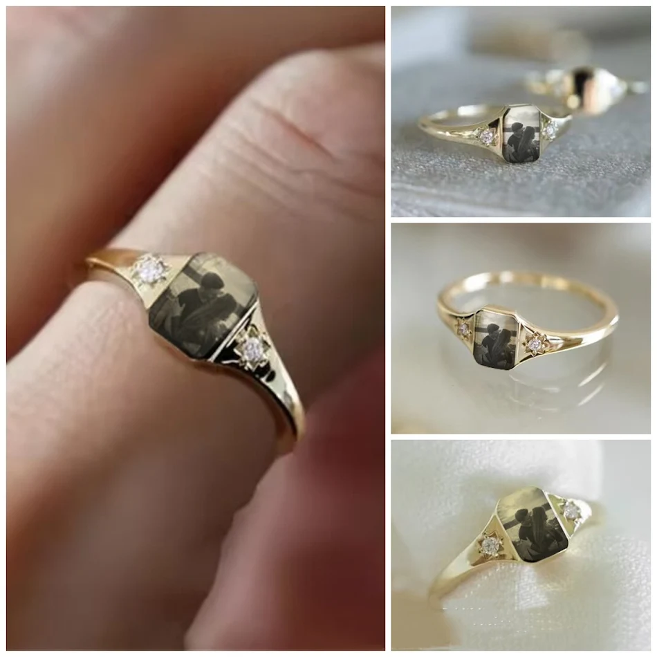 Photo Month Stone Ring Customization. Create a unique memory. Personalized ring design with your special photos.