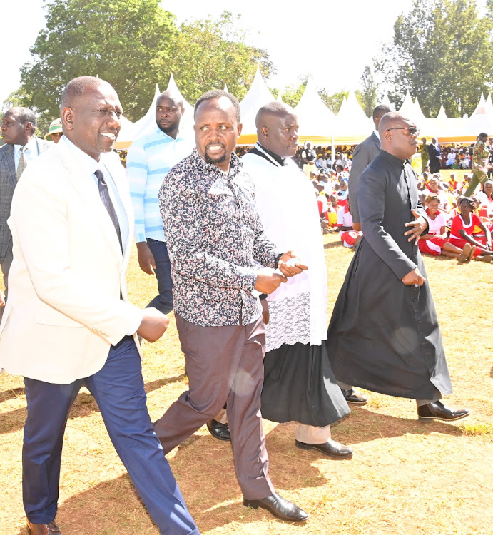 President William Ruto and Trans Nzoia Governor George Natembeya in Kitale on January 21, 2023