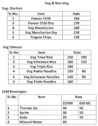 Hotel Sairaj menu 2