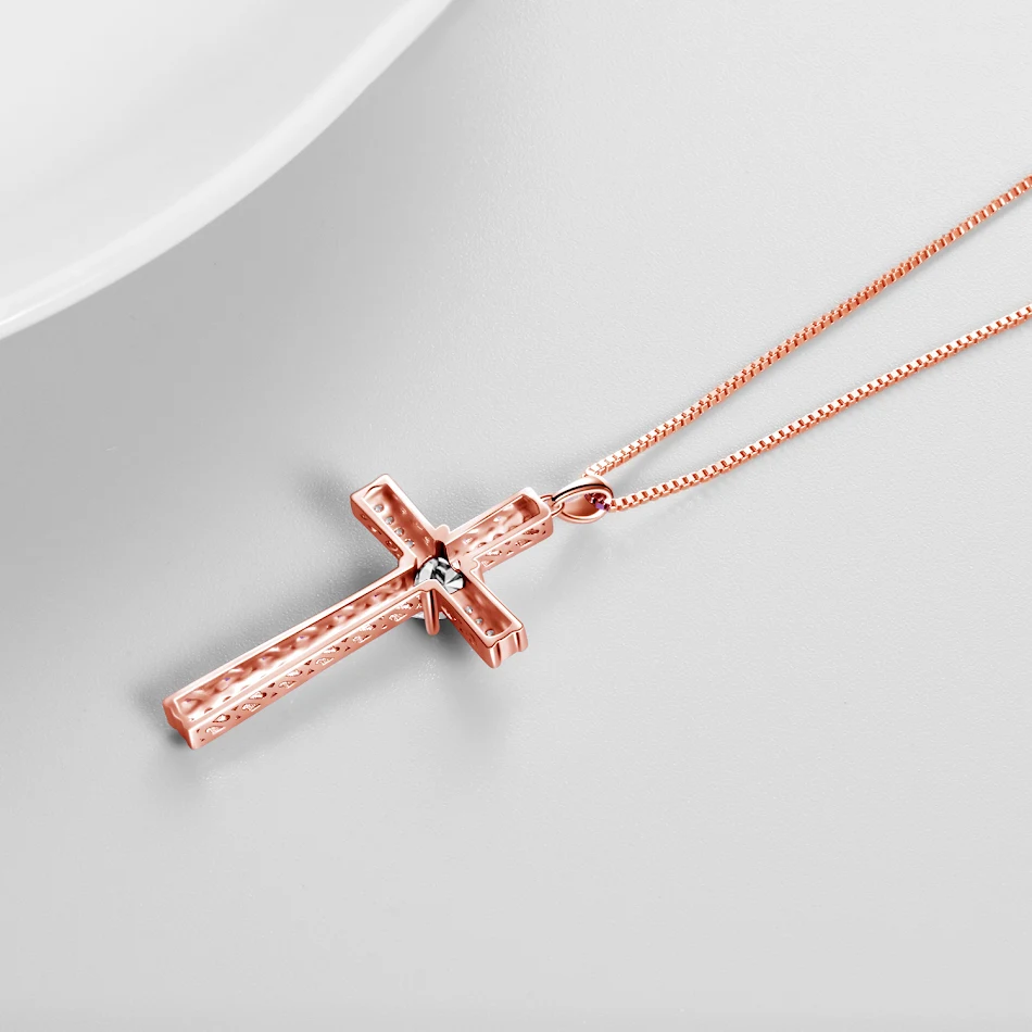 Colar Cruz Banhado a Ouro Rosé com Pedra do Nascimento Feminino Presente Joia — Fé e Beleza em um só acessório
