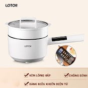 Nồi Lẩu Điện, Chảo Điện Lotor 19Cd Chống Dính Kèm Khay Hấp, Công Suất 900W, Dung Tích 2.5L Bảng Điều Khiển Điện Tử