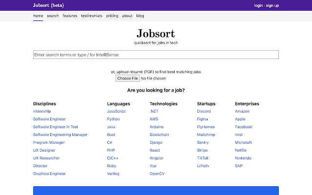 Jobsort chrome extension