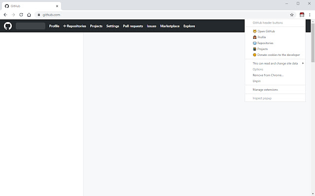 GitHub header buttons chrome extension