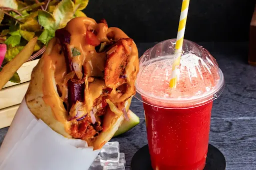 Chicken Shawarma With Watermelon Juice