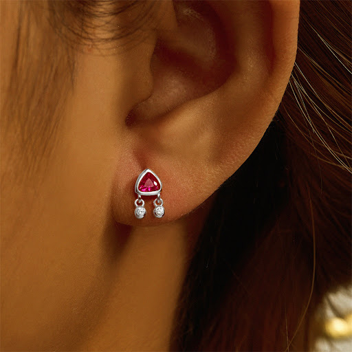 Title 16, S925 Sterling Silver Gemstone Fashion Stud Earr...