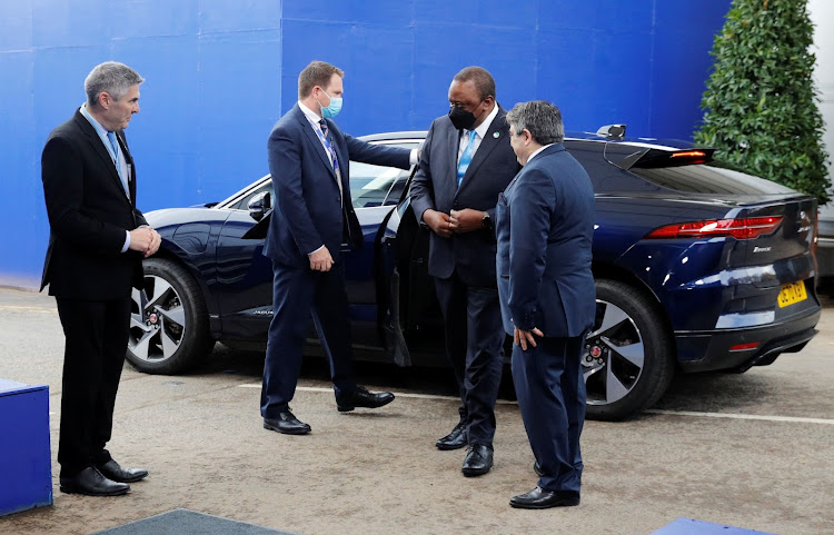 Kenya's President Uhuru Kenyatta arrives for the UN Climate Change Conference (COP26) in Glasgow, Scotland, Britain, November 1, 2021.