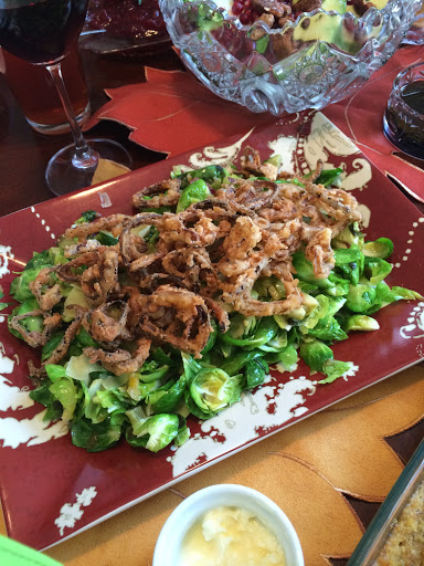 Sauteed Brussels Sprouts topped with Buttermilk French Fried Onions