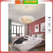 Đèn Chùm Lông Vũ Vòng Tròn 70Cm Phong Cách Bắc Âu Decor Lighting Đã Bao Gồm Bóng Với 3 Chế Độ Ánh Sáng