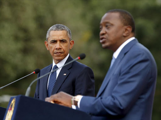 Former US President Barack Obama and President Uhuru Kenyatta hold a joint news conference at State House in Nairobi July 25, 2015. /REUTERS