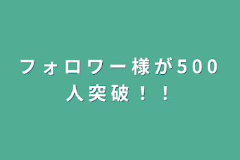 フ ォ ロ ワ ー 様 が 5 0 0 人 突 破 ！ ！