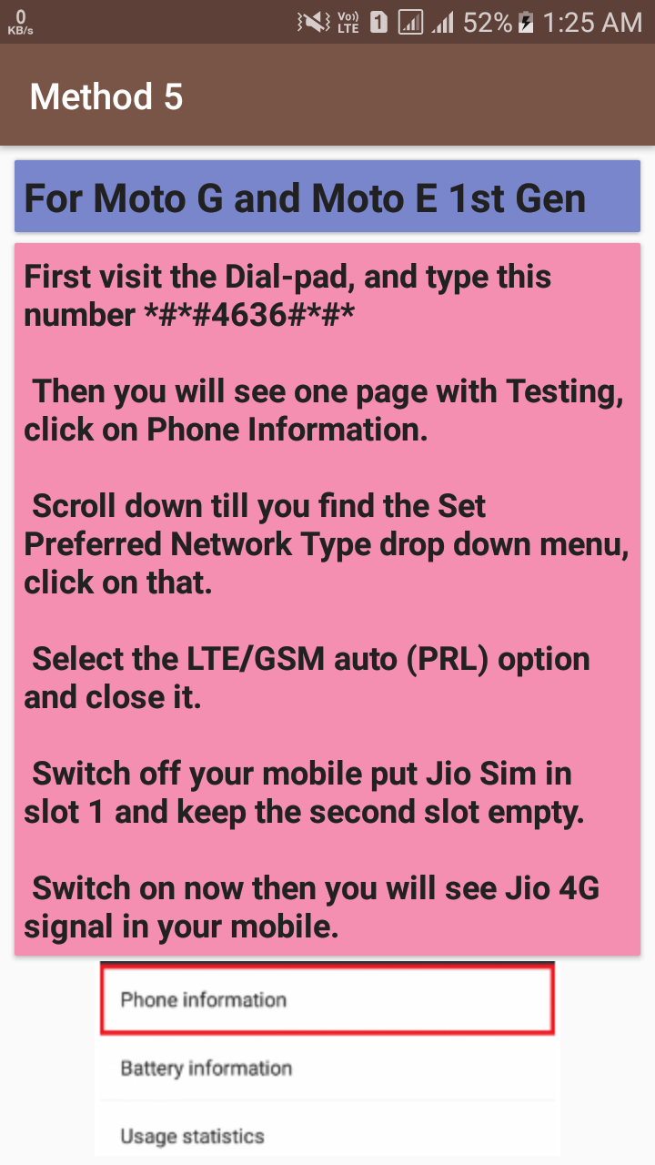 Use 4G (Jio) on 3G Screen 3