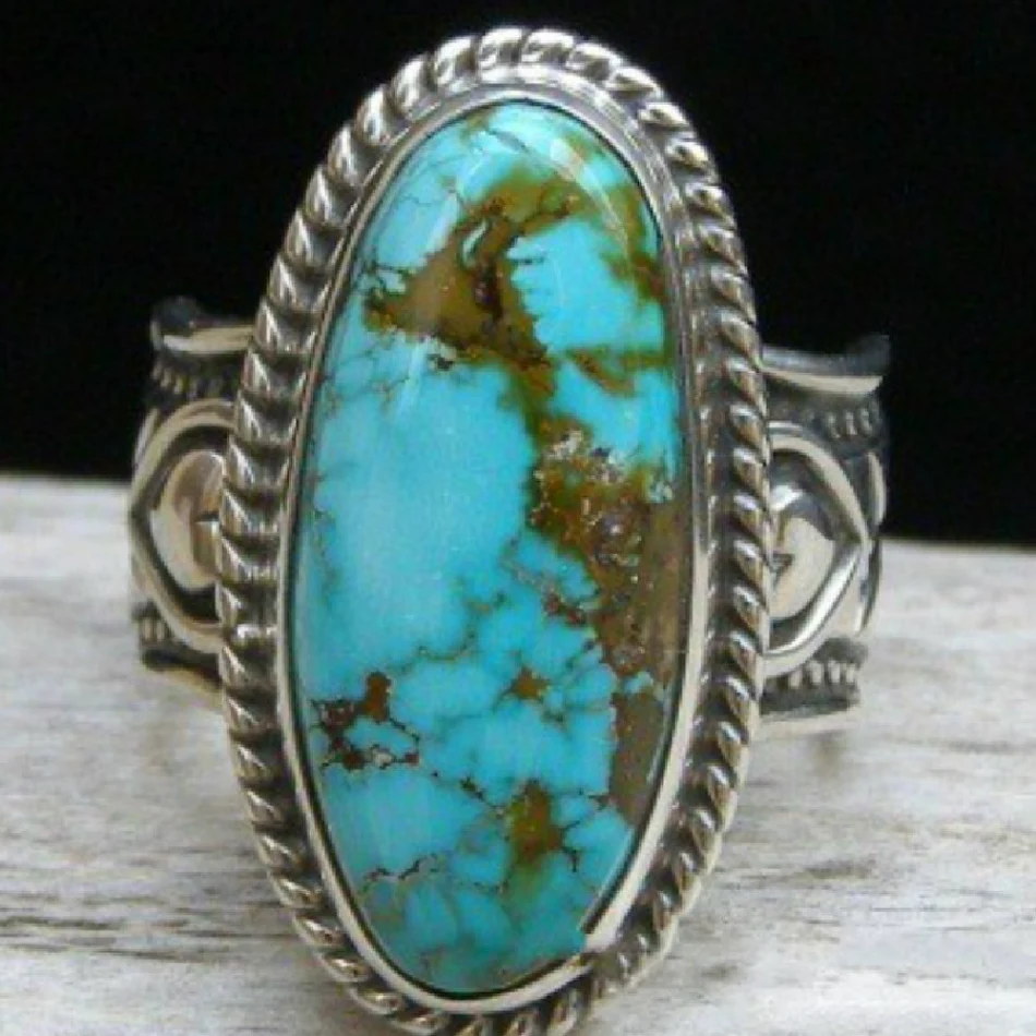 Anillo Turquesa Verde Vintage para Mujer Joyería Elegante Perfecto Regalo Anillo Compromiso Exclusivo Diseño Único Accesorio Atemporal