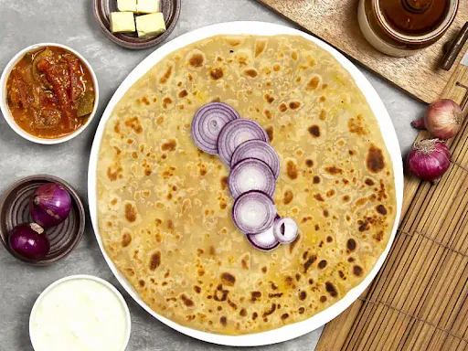 Pyaz (Onion) Parantha (Served With Pickle,raita,chutney,onion Salad)