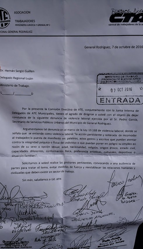 7-10: nota al Min. de Trabajo