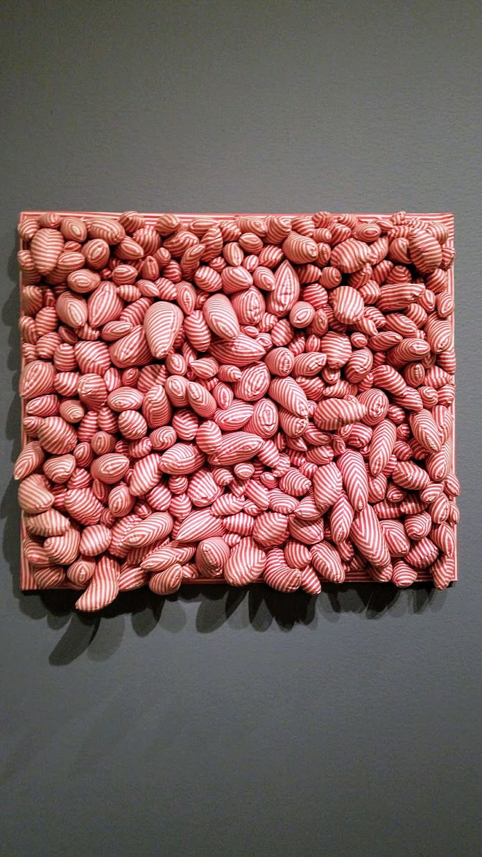 Yayoi Kusuma, Red Stripes, 1965 Stuffed cotton, kapok, and wood