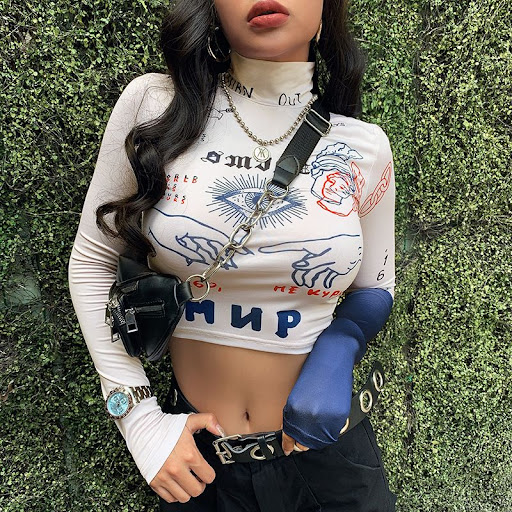 Title 9, Womens Stitching Long Sleeve T-shirt with Prin...