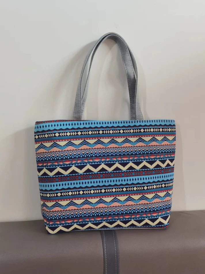 Bolso Tote Grande de Lona para Mujer con Estampado, Amplia Capacidad, Perfecto para Compras y Uso Diario