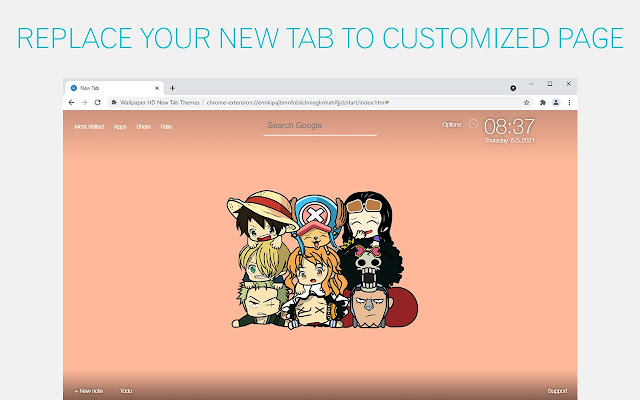 One Piece Cute Chibi Wallpaper Custom New Tab