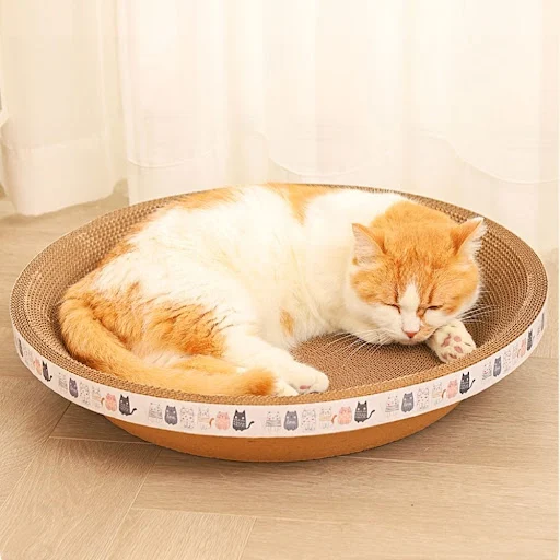 Round Oval Cat Scratcher No Crumbs Wear-Resistant Grinding Claw Toys Resistant To Scratching Corrugated Cat Accessories 
