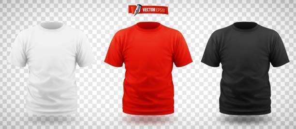 Vector realistic T-shirts Vector realistic illustration of T-shirts on a transparent background. tee shirts stock illustrations