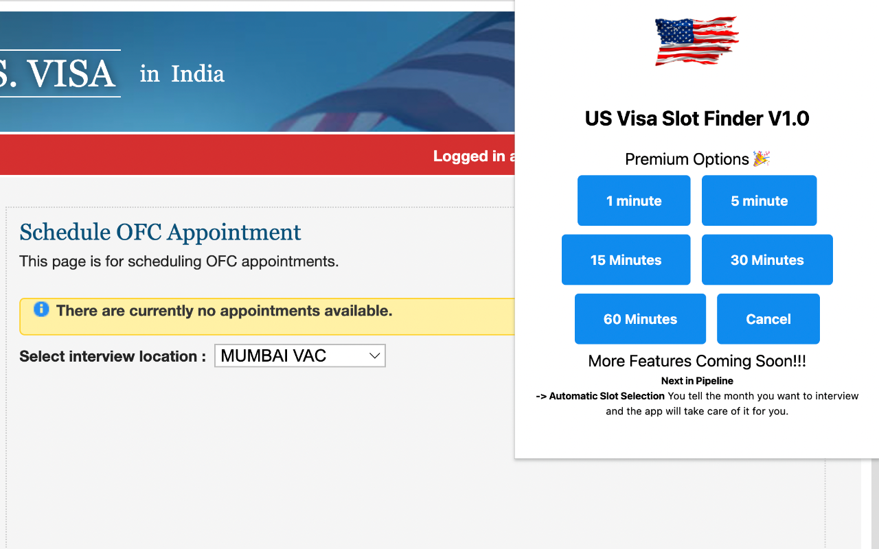 US Visa Slot Finder Preview image 0