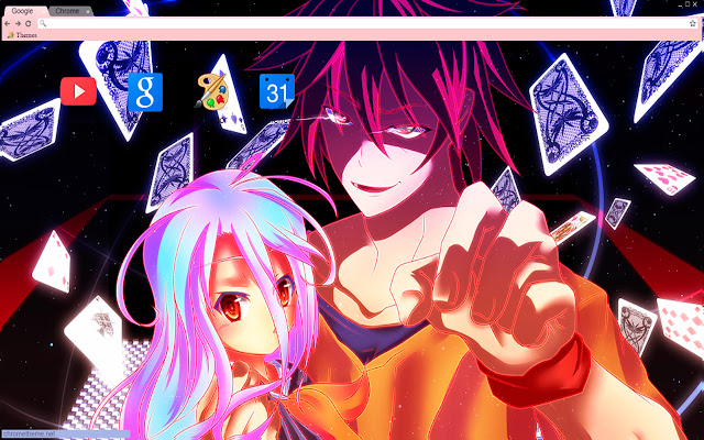 No game no life card theme 1280x720 chrome extension