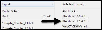 Arrow pointing to Blackboard 7.1-9.0