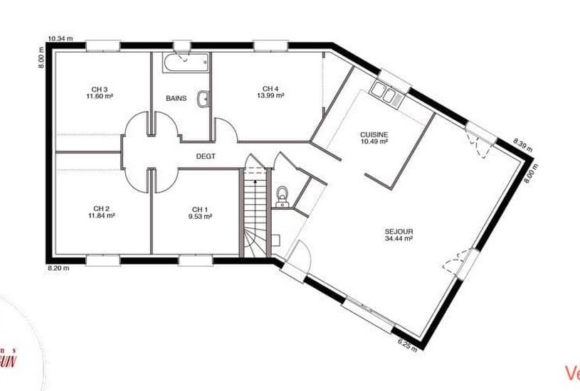  Vente Terrain + Maison - Terrain : 904m² - Maison : 92m² à Bignoux (86800) 