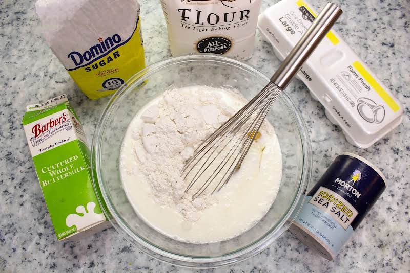 Pancake Ingredients Mixed Together In A Bowl.