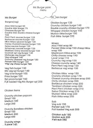 Mc Burger Point menu 1