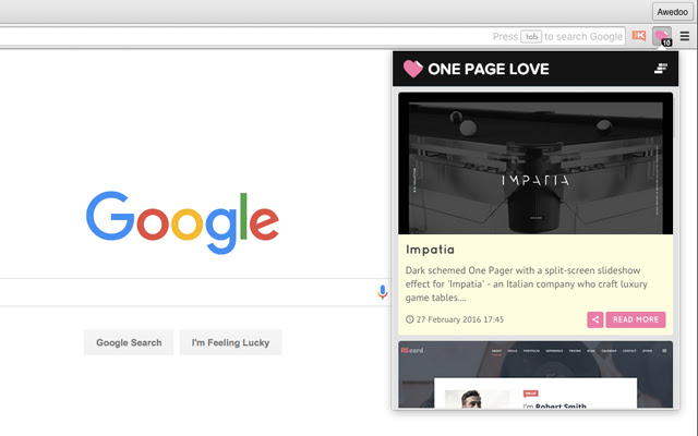 One Page Love chrome extension