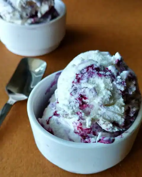 Vanilla Ice Cream With Blueberry Crush