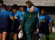 Rassie Erasmus (Head Coach) of South Africa during the South African national rugby team training session at Latymer Lower School on October 29, 2018 in London, England. 