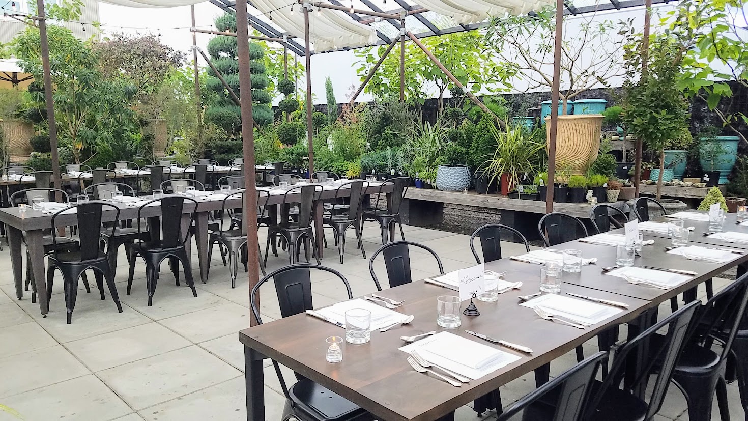 Zero Proof Dinner for Feast 2018 Dinner Series, held at Blockhouse PDX with an al fresco dining area complemented by green gardens from Pomerius Nursery