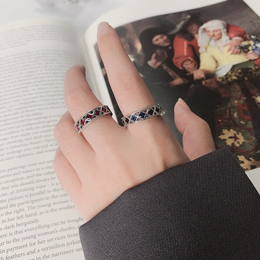 Title 2, Ins Tidy Sterling Silver Geometric Ring for Wom...
