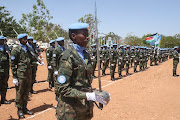 Rwandan soldiers line up to receive their UN peacekeeping medals for their work in Juba, South Sudan in 2019. Soldiers from Rwanda, which is not a member of SADC, would fight alongside Mozambique's forces and SADC troops, the Rwandan government said.