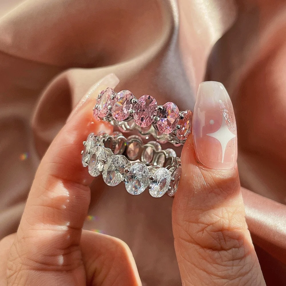Title 8, S925 Zilveren Vierkante Diamant Hart Ei-vorm Zi...