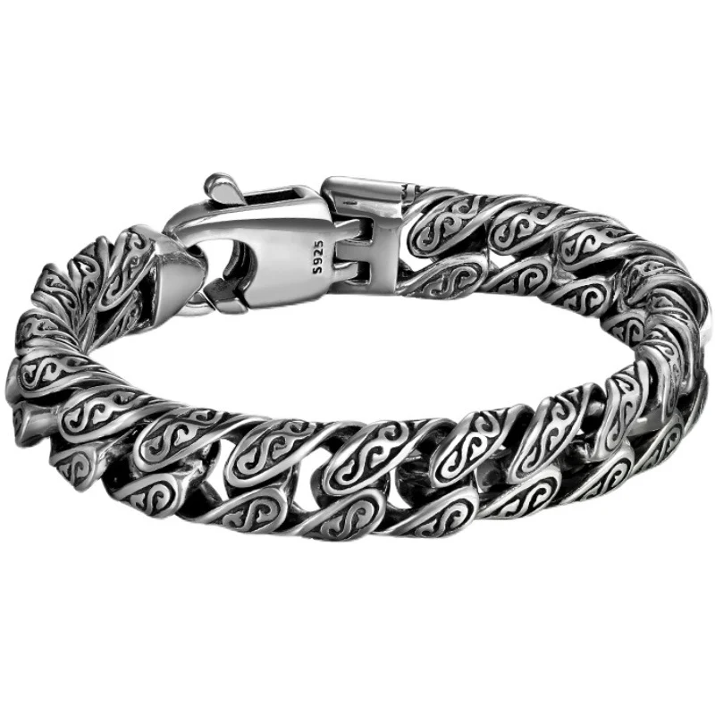 Title 4, Bracelet Tangcao argenté pour homme, type épais...
