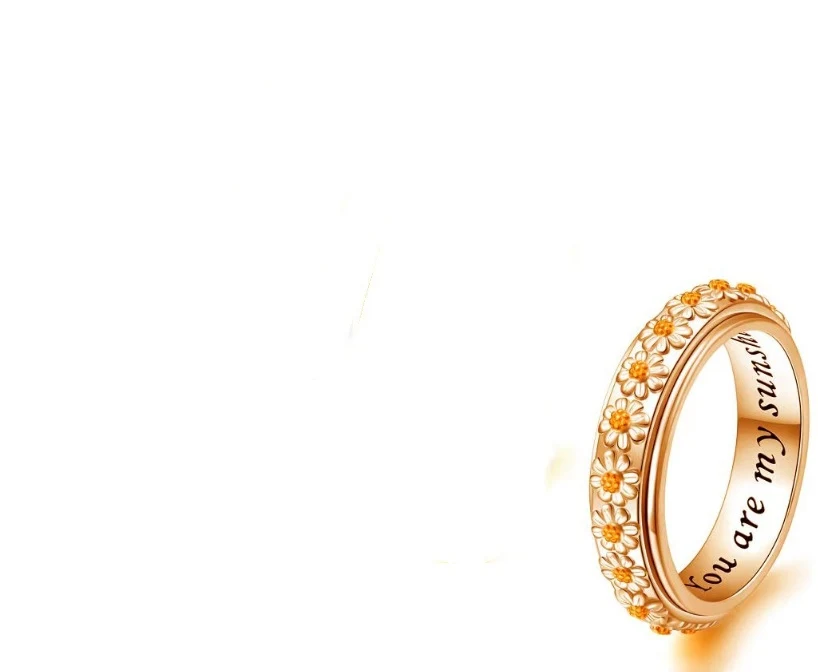 Fashionable Sweet Rotatable Ring, Two-Tone Wild Flower Design, Temperament Jewelry for Women, Versatile Accessory for Ev
