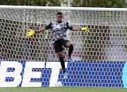 SA goalkeeper Andile Dlamini celebrates during the 2022 Womens Africa Cup of Nations match between Nigeria and South Africa at Stade Prince Moulay Al Hassan, Rabat.