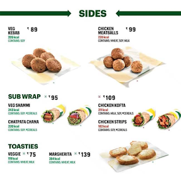 Subway menu 