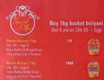 Rahman Biriyani menu 