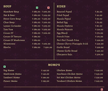 Playoffs Sport Lounge menu 